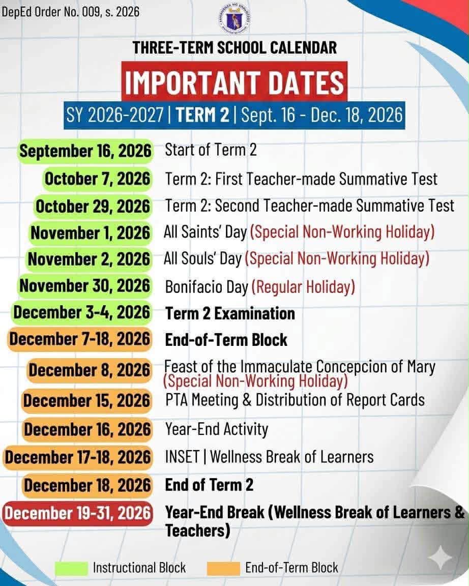 Important Dates SY 2026-2027 — 3rd Term