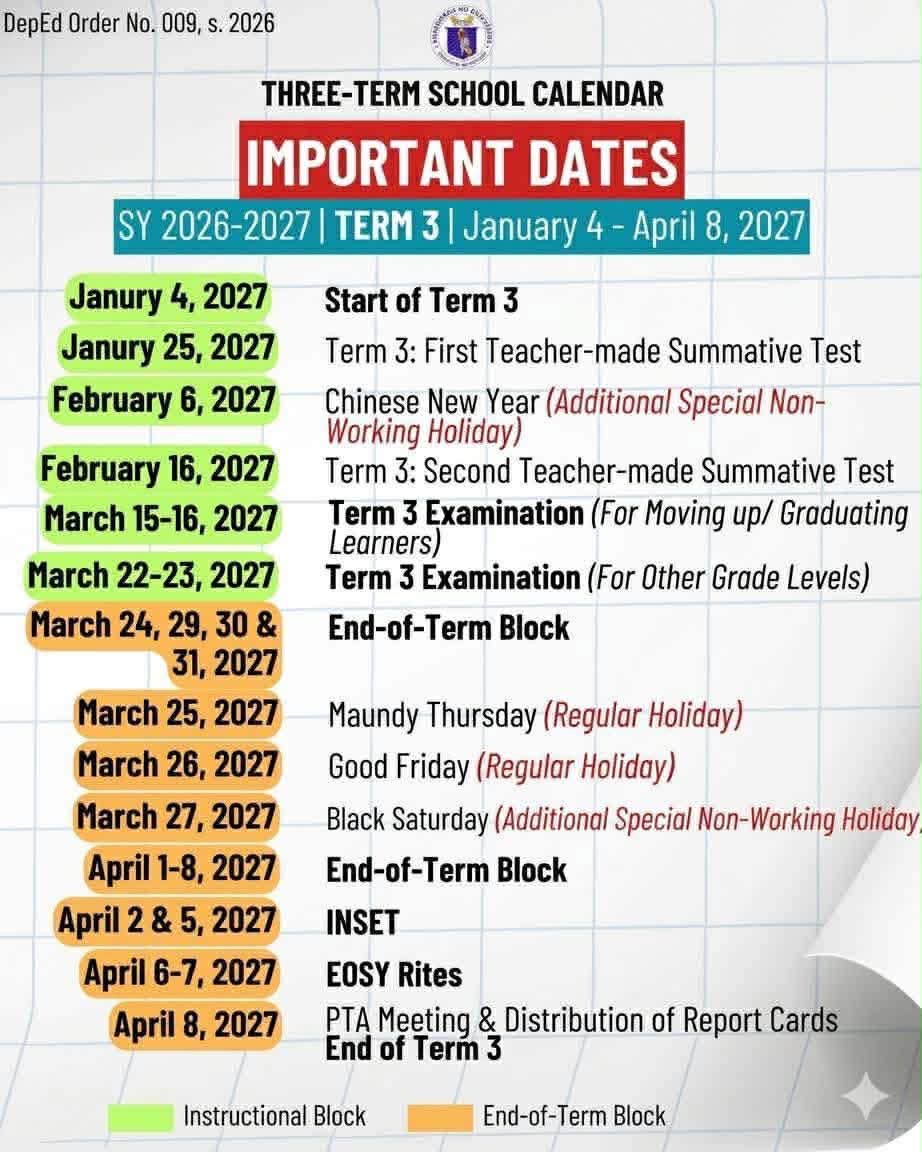Important Dates SY 2026-2027 — Full Calendar Overview