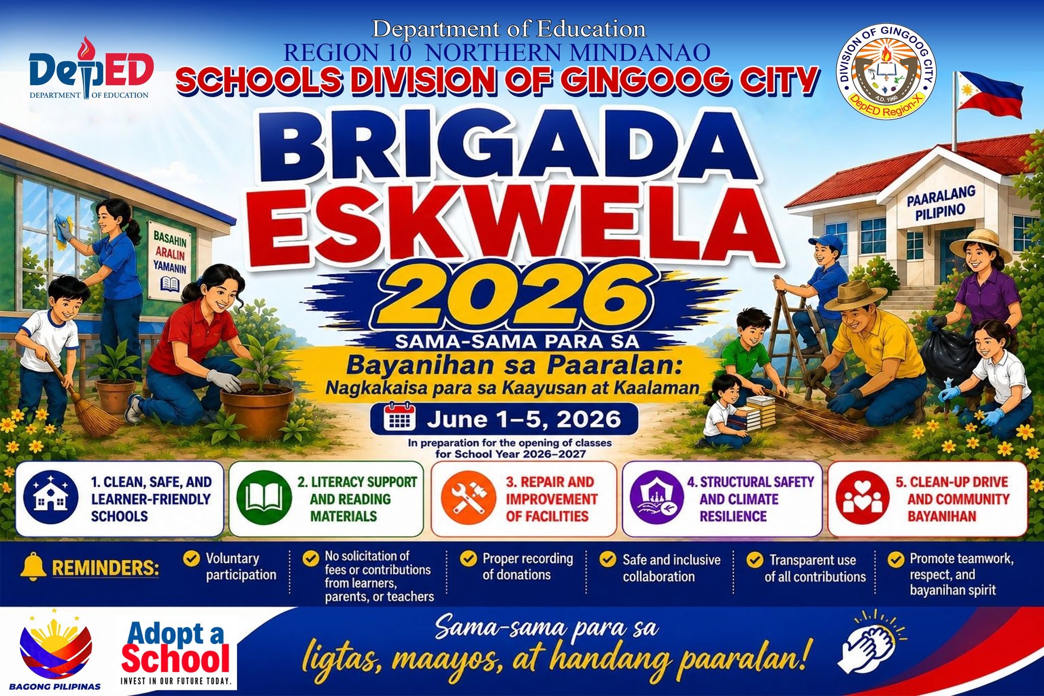 Brigada Eskwela 2026 — Official Cover Photo, SDO Gingoog City